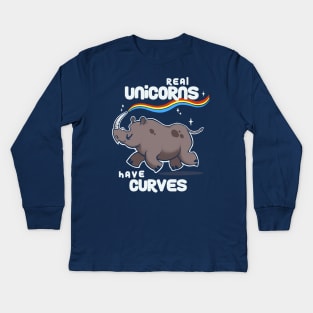 Chubby Real Unicorns - Funny Inspirational Quote - Cute Rhinoceros Kids Long Sleeve T-Shirt